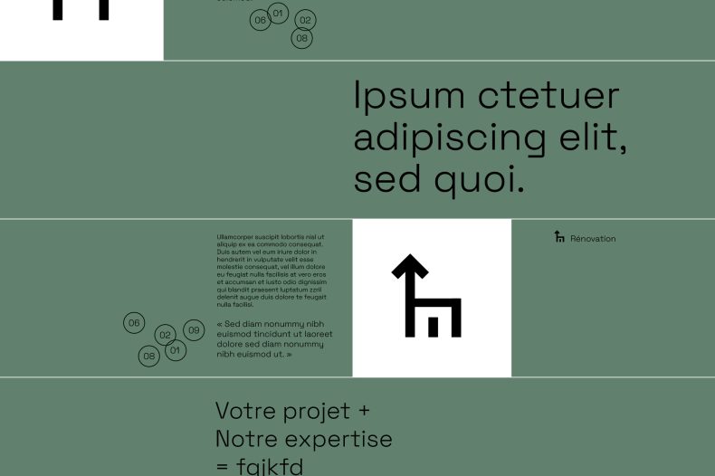Identité visuelle web UX / UI photographies d'espaces pictogrammes pour Minero Architectes